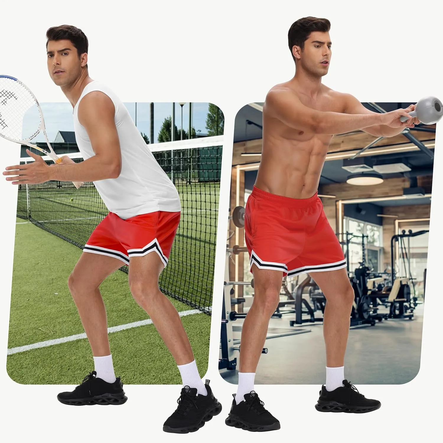 JWM Mens Long Basketball Shorts with Zip Pockets - 11" Mesh Athletic Gym Workout Sport Shorts Quick Dry Lightweight