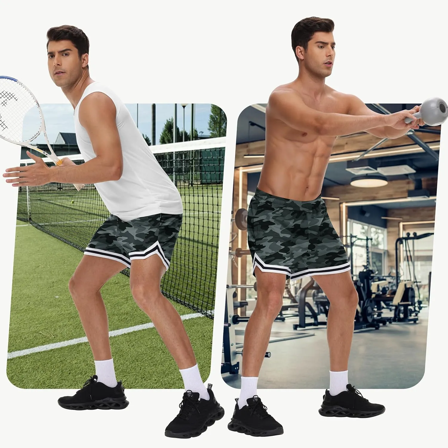 JWM Mens Long Basketball Shorts with Zip Pockets - 11" Mesh Athletic Gym Workout Sport Shorts Quick Dry Lightweight