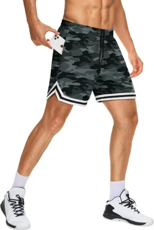 JWM Mens Long Basketball Shorts with Zip Pockets - 11" Mesh Athletic Gym Workout Sport Shorts Quick Dry Lightweight