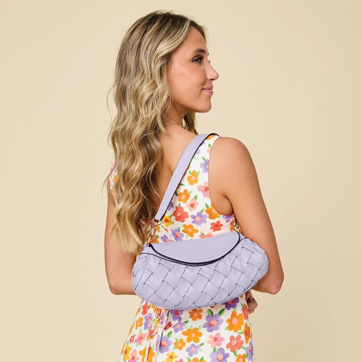 Kaleen Woven Crossbody Bag for Women Vegan Leather Satchel Shoulder Purse Ladies Hobo Handbag with 2 Straps