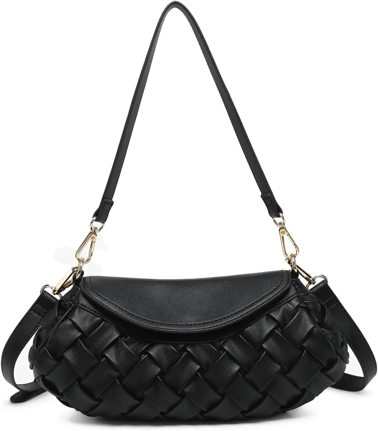 Kaleen Woven Crossbody Bag for Women Vegan Leather Satchel Shoulder Purse Ladies Hobo Handbag with 2 Straps