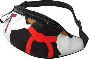 Karate Boy Vector Changeable Belt Color Printed Bumbag Waist Bag for Men Women Adjustable Belt Fanny Pack with Headphone Hole for Travel,Hiking,Sport,Cycling, Black, One Size, Hiking Backpack