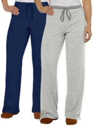 Karen Neuburger 2-pack Ladies' Lounge Pant-solid Navy & Gray Stripes (XXL, Solid Navy & Gray Stripes)