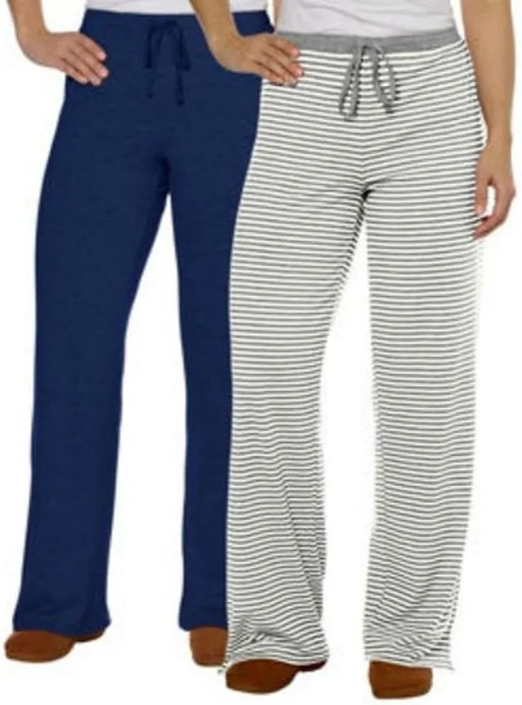 Karen Neuburger 2-pack Ladies' Lounge Pant-solid Navy & Gray Stripes (XXL, Solid Navy & Gray Stripes)