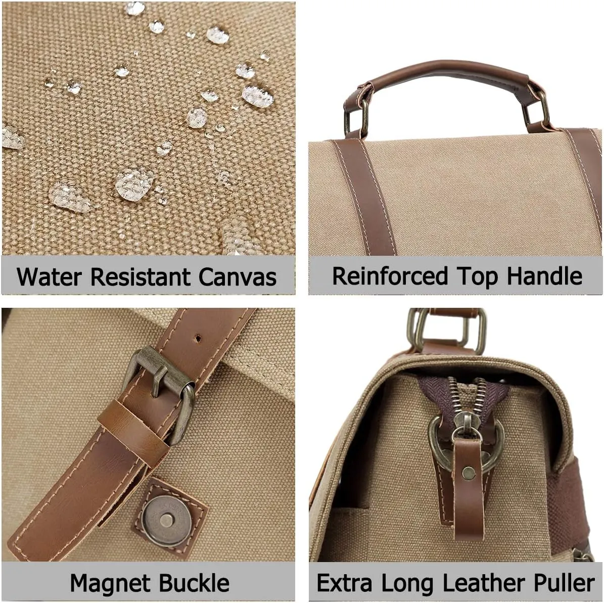 Kasqo Mens Messenger Bag, 15.6 Inch Water resistence Vintage Canvas Briefcase Satchel Bag Shoulder Work Bag Padded Shockpoof