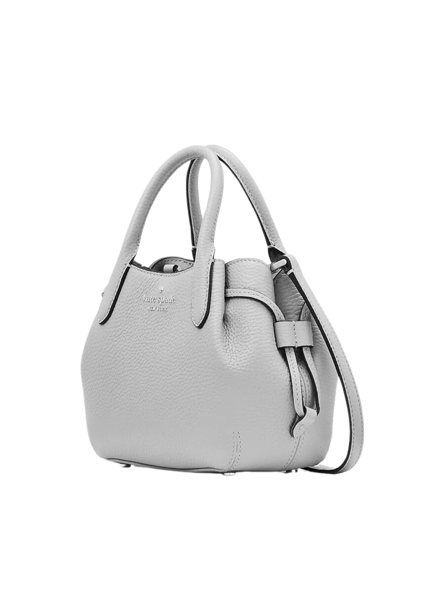 Kate Spade Dumpling Pebbled Leather Mini Triple Compartment Satchel Mountain Grey