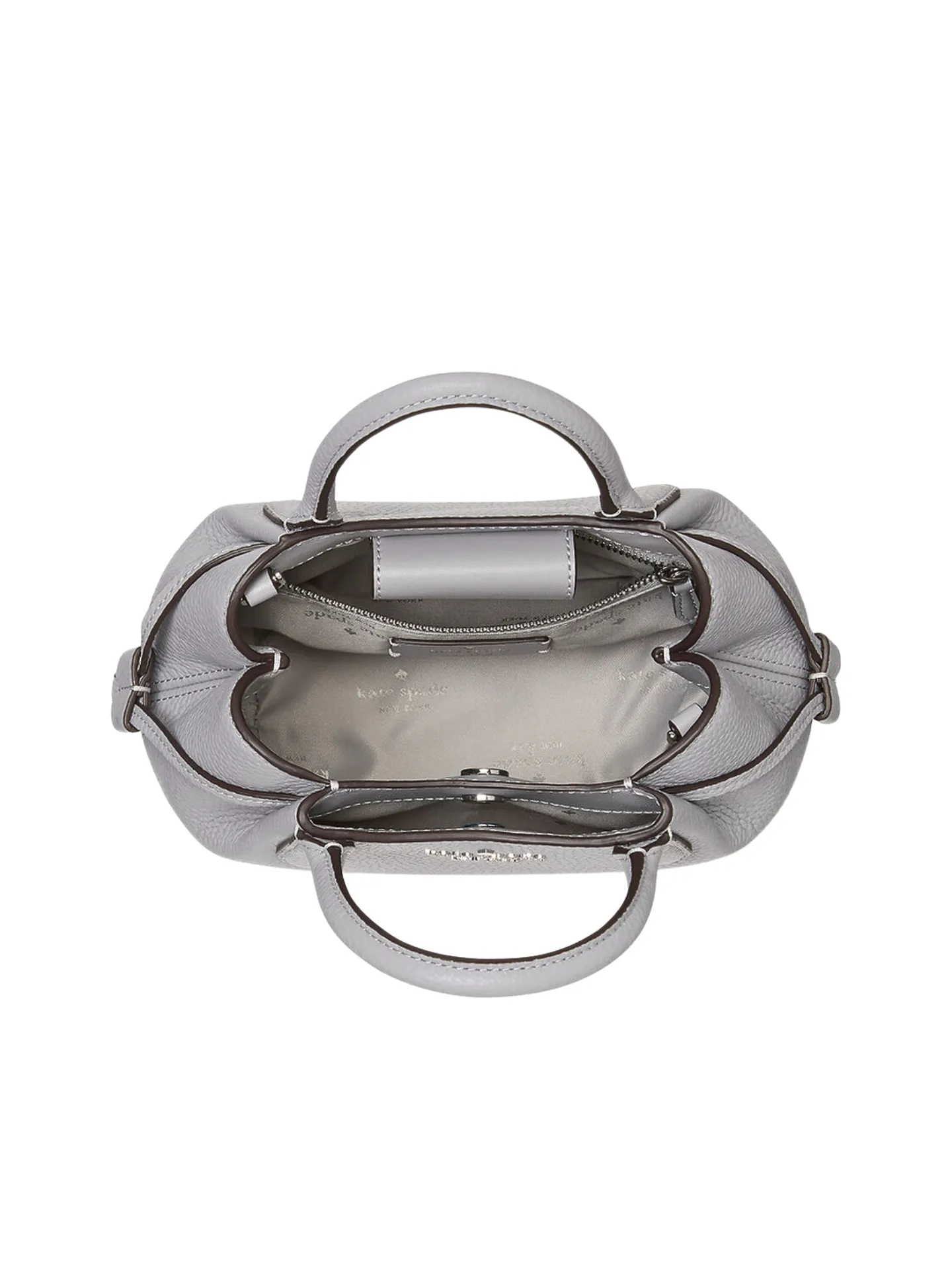 Kate Spade Dumpling Pebbled Leather Mini Triple Compartment Satchel Mountain Grey