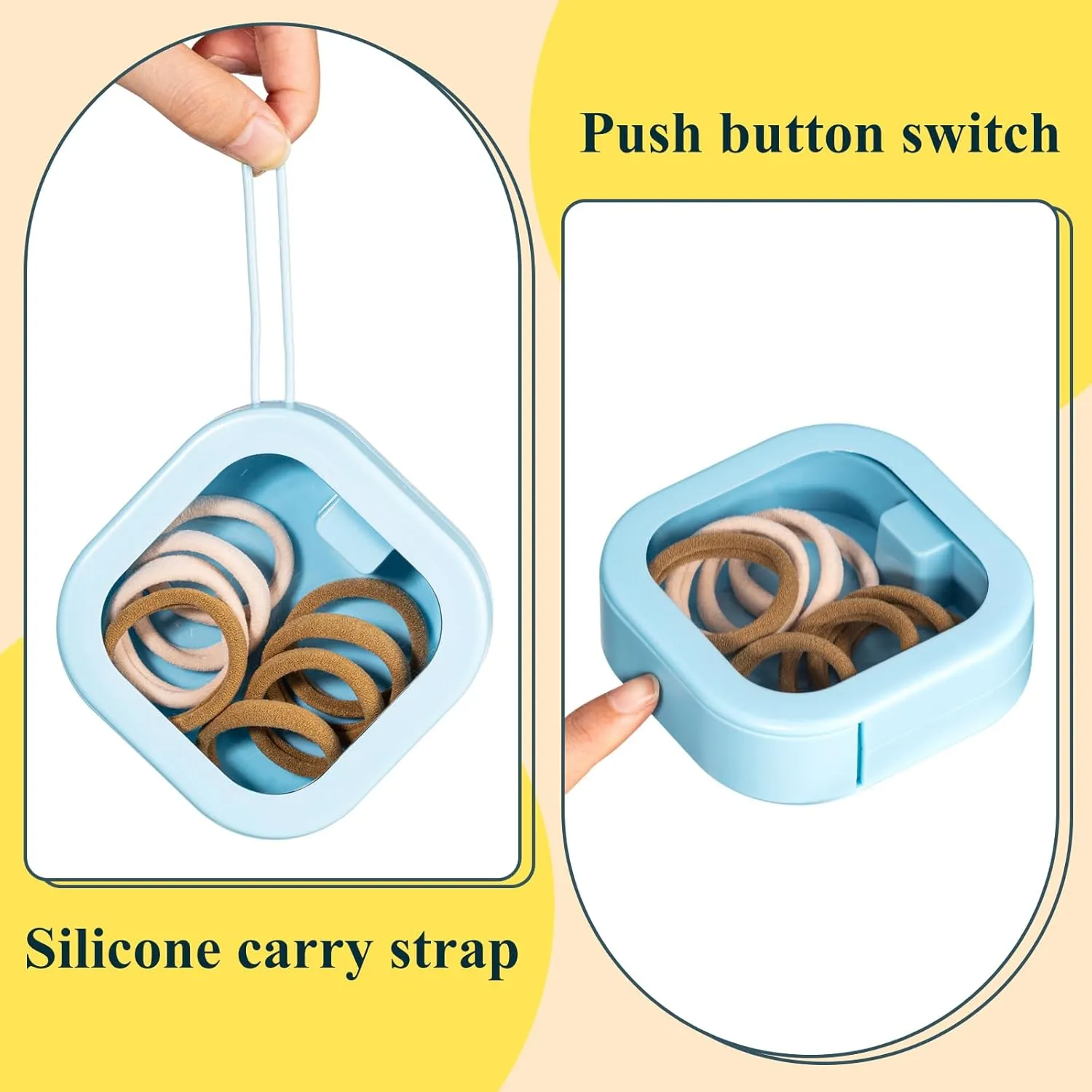Kathfly 6 Pcs Hair Tie Container Dispenser Organizer Hair Tie Holder Travel Portable Bobby Pin Holder Cotton Swabs Dispenser Women Bathroom Storage Accessory(Blue)