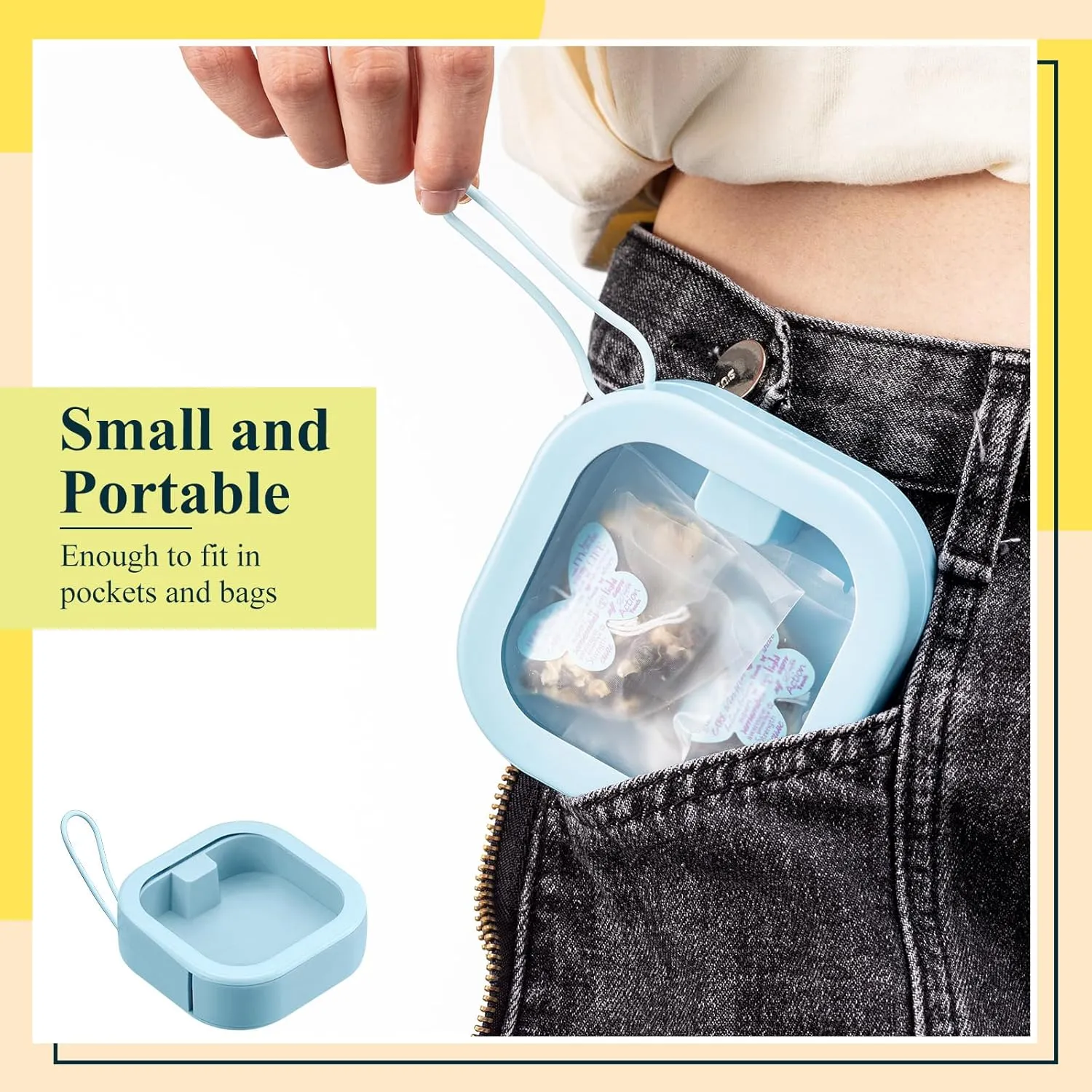 Kathfly 6 Pcs Hair Tie Container Dispenser Organizer Hair Tie Holder Travel Portable Bobby Pin Holder Cotton Swabs Dispenser Women Bathroom Storage Accessory(Blue)