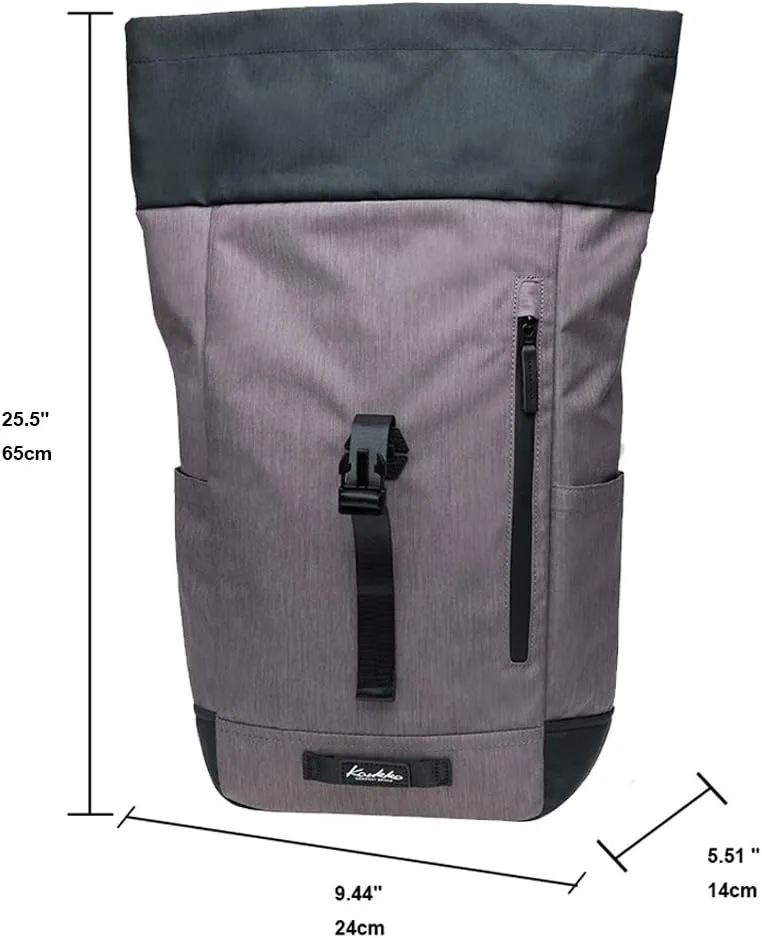 KAUKKO Large Multipurpose Water-Repellent Backpack Satchel for Hiking Camping Travel with Laptop Compartment (04-2-Blackgrey)