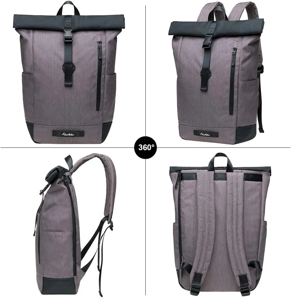 KAUKKO Large Multipurpose Water-Repellent Backpack Satchel for Hiking Camping Travel with Laptop Compartment (04-2-Blackgrey)