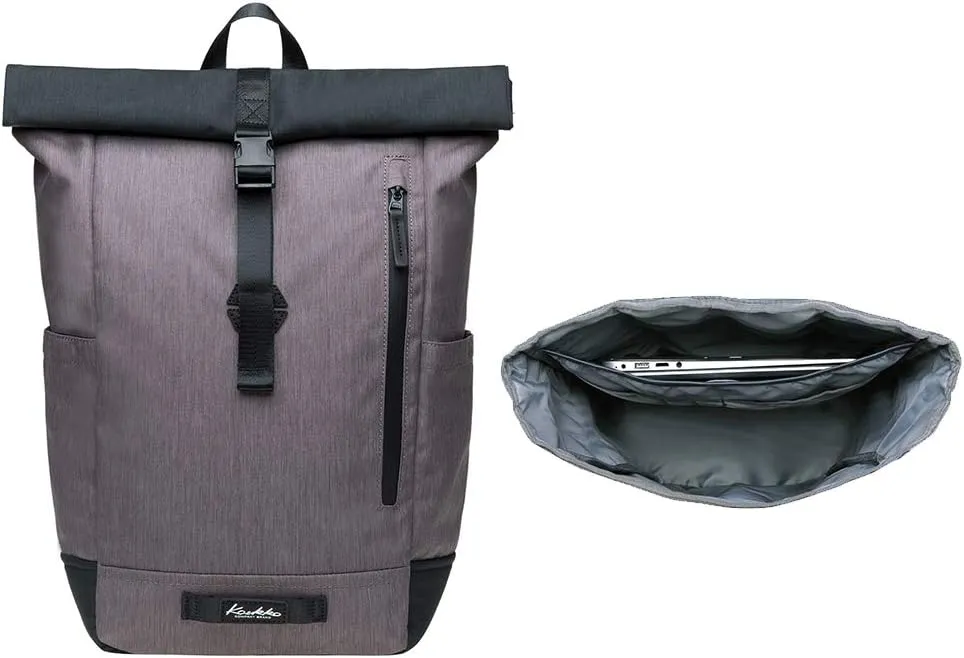 KAUKKO Large Multipurpose Water-Repellent Backpack Satchel for Hiking Camping Travel with Laptop Compartment (04-2-Blackgrey)