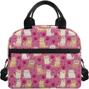 Kawaii Cat Print Lunch Box Backpack for Student 6th to 8th Grade Portable Meal Bag Lunch Box for Kids Retain freshness Leak Proof Lunch Cooler Bag for Middle School