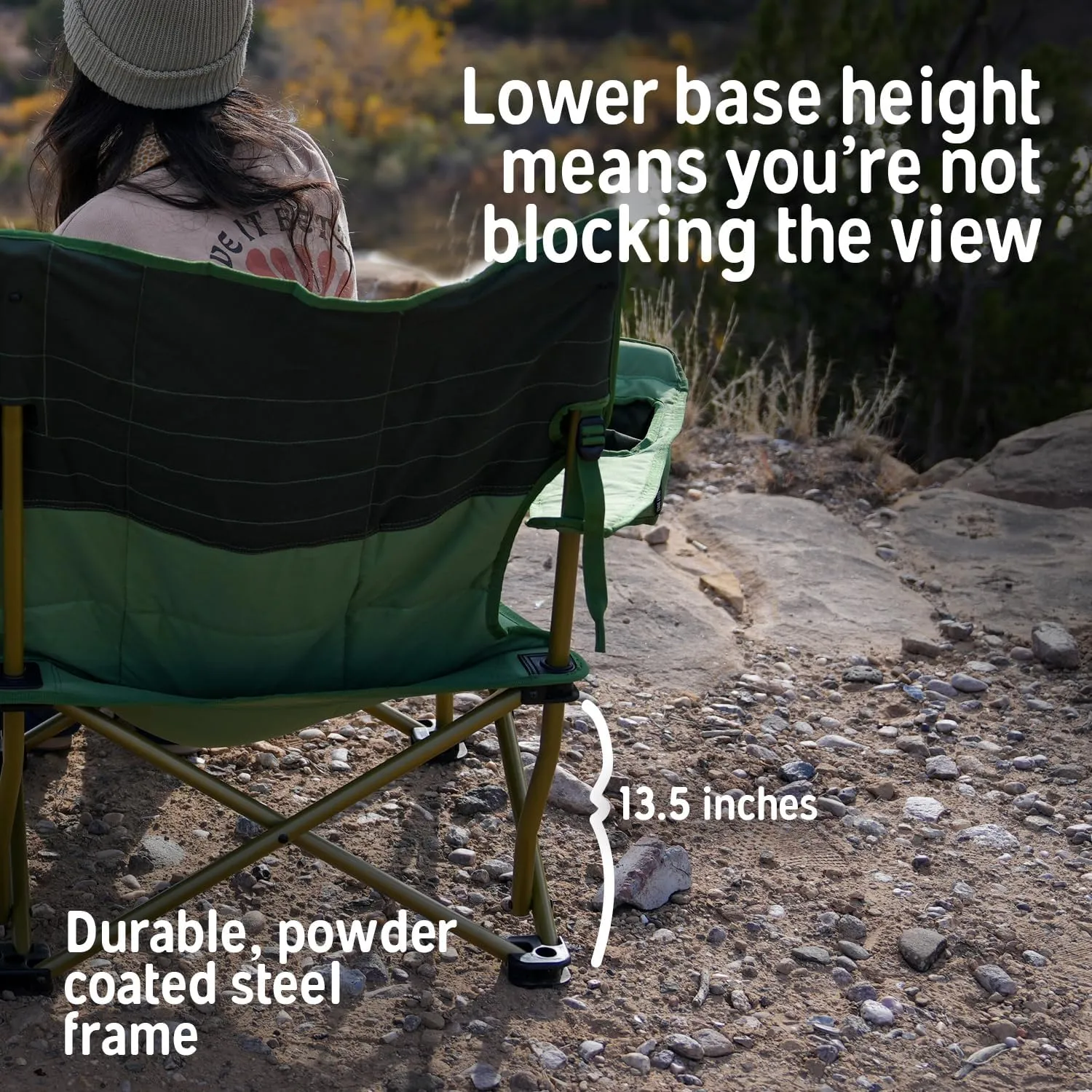 Kelty Lowdown Couch - 3 Person Capacity Camping Chair, Extra Large and Sturdy Bench for Campsites, Soccer Games, and Backyard Parties (Dark Shadow/Midnight Navy)