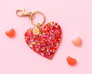 Keychain - Heart - Red   Pink Confetti