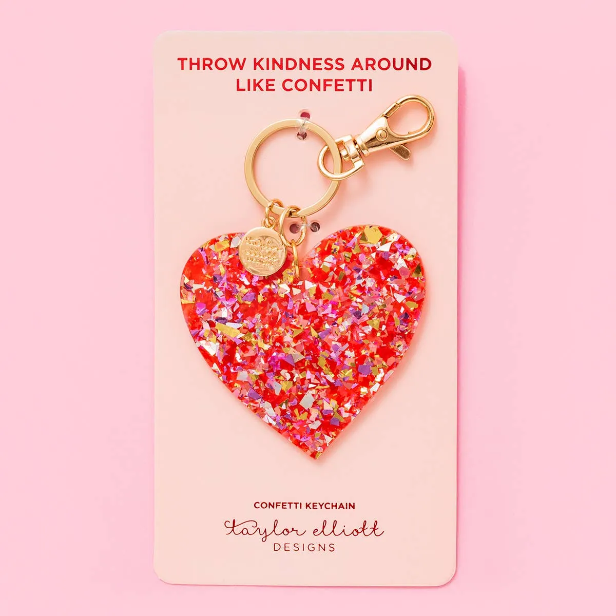 Keychain - Heart - Red   Pink Confetti
