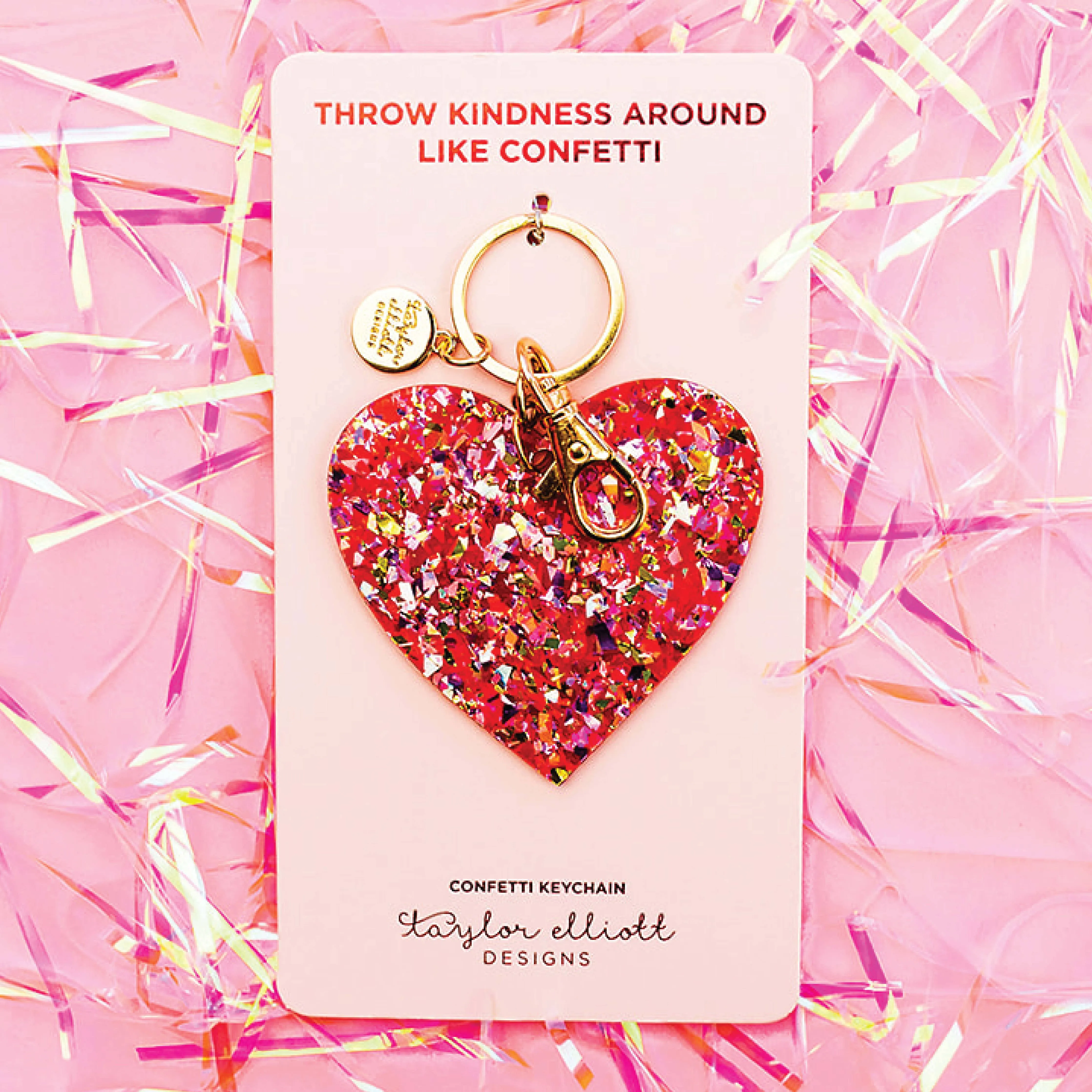 Keychain - Heart - Red   Pink Confetti