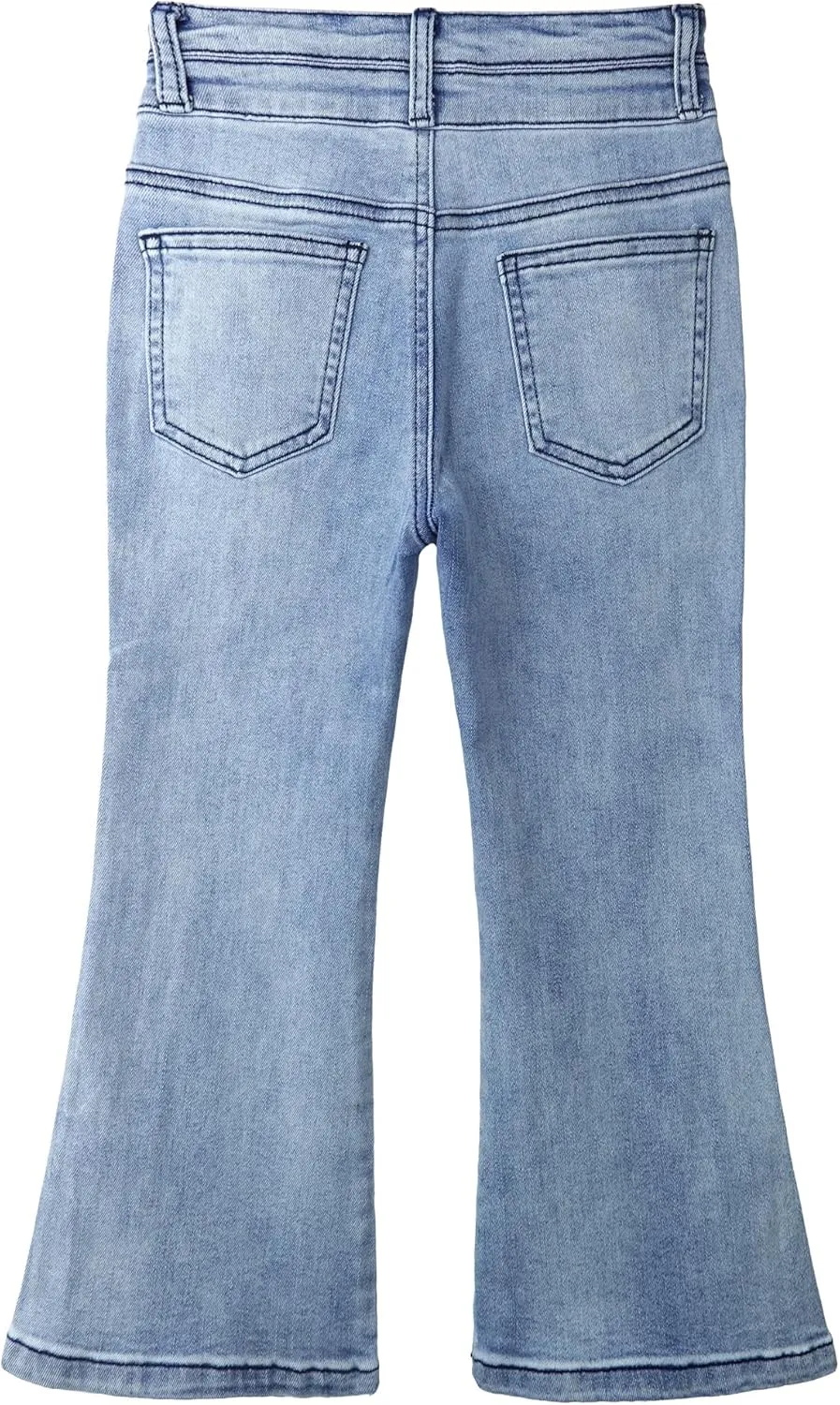 KIDSCOOL SPACE Girls Jeans,Raw Edge 3 Buttons Stretchy Bell-Bottom Denim Pants