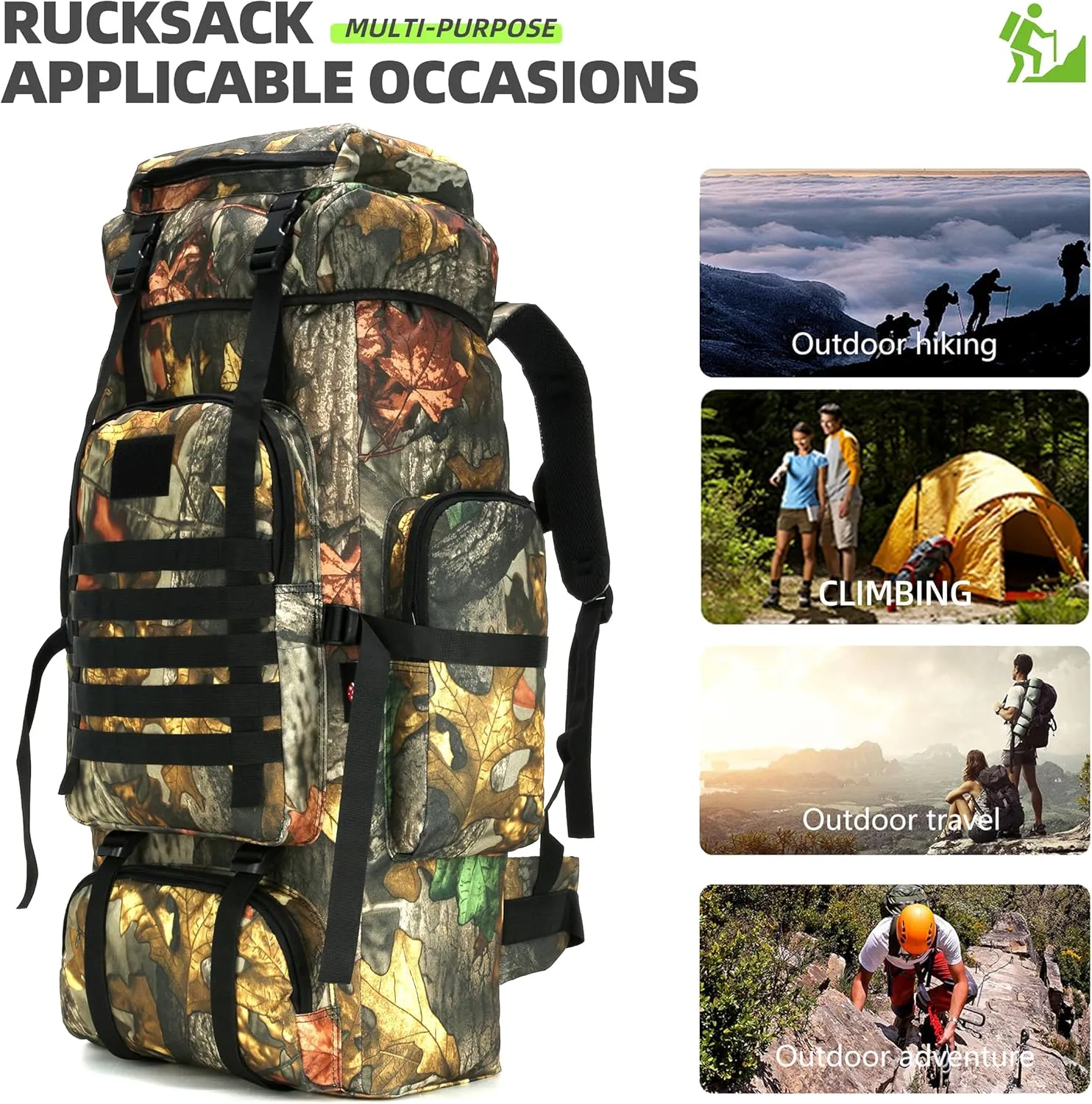 King'sGuard 70L Camping Hiking Backpack Tactical Backpack Military Molle Rucksack Backpack for Outdoor