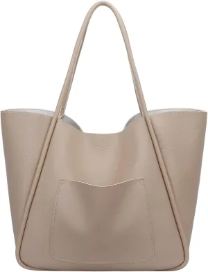 KKXIU Tote Bag for Women Vegan Leather Shoulder Purse Large Capacity Travel Bag