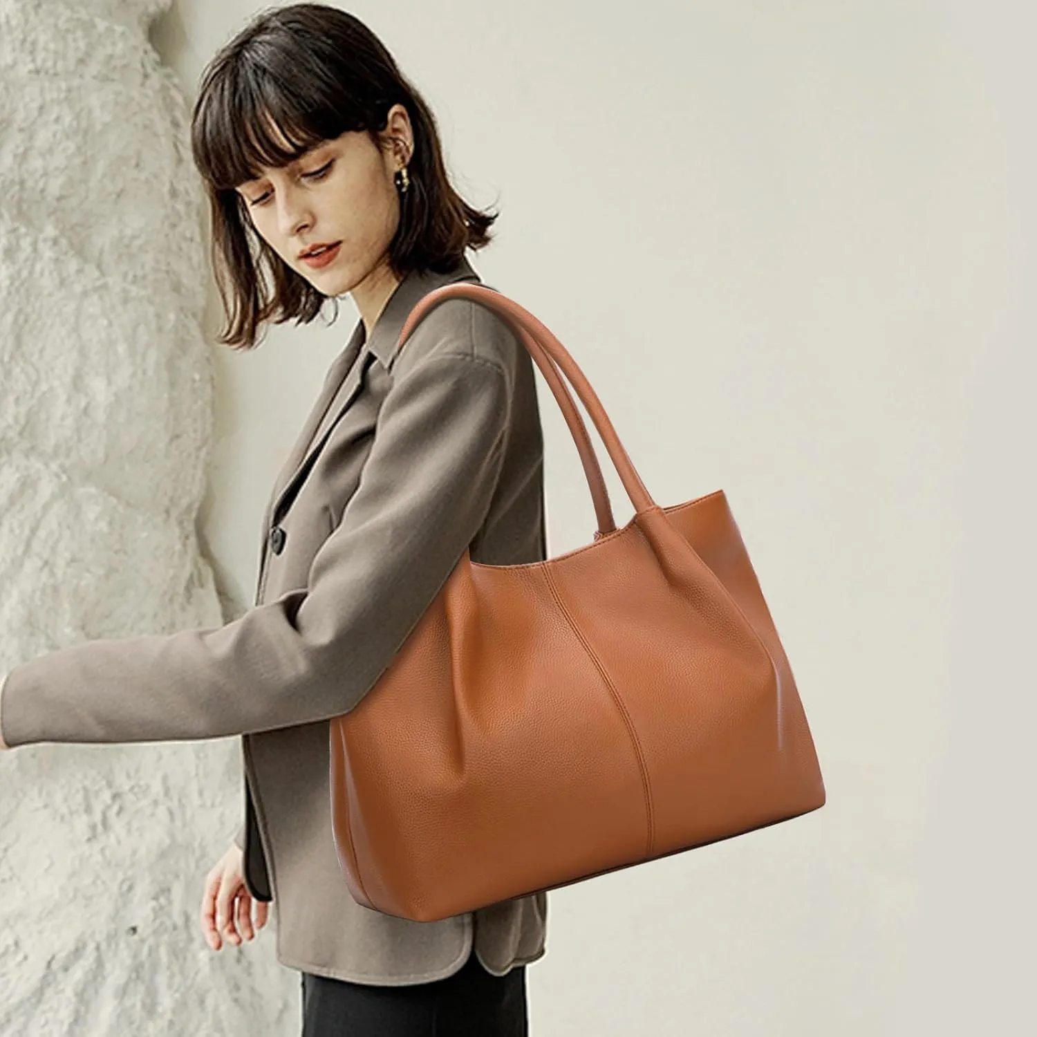 KKXIU Tote Bag for Women Vegan Leather Shoulder Purse Large Capacity Travel Bag