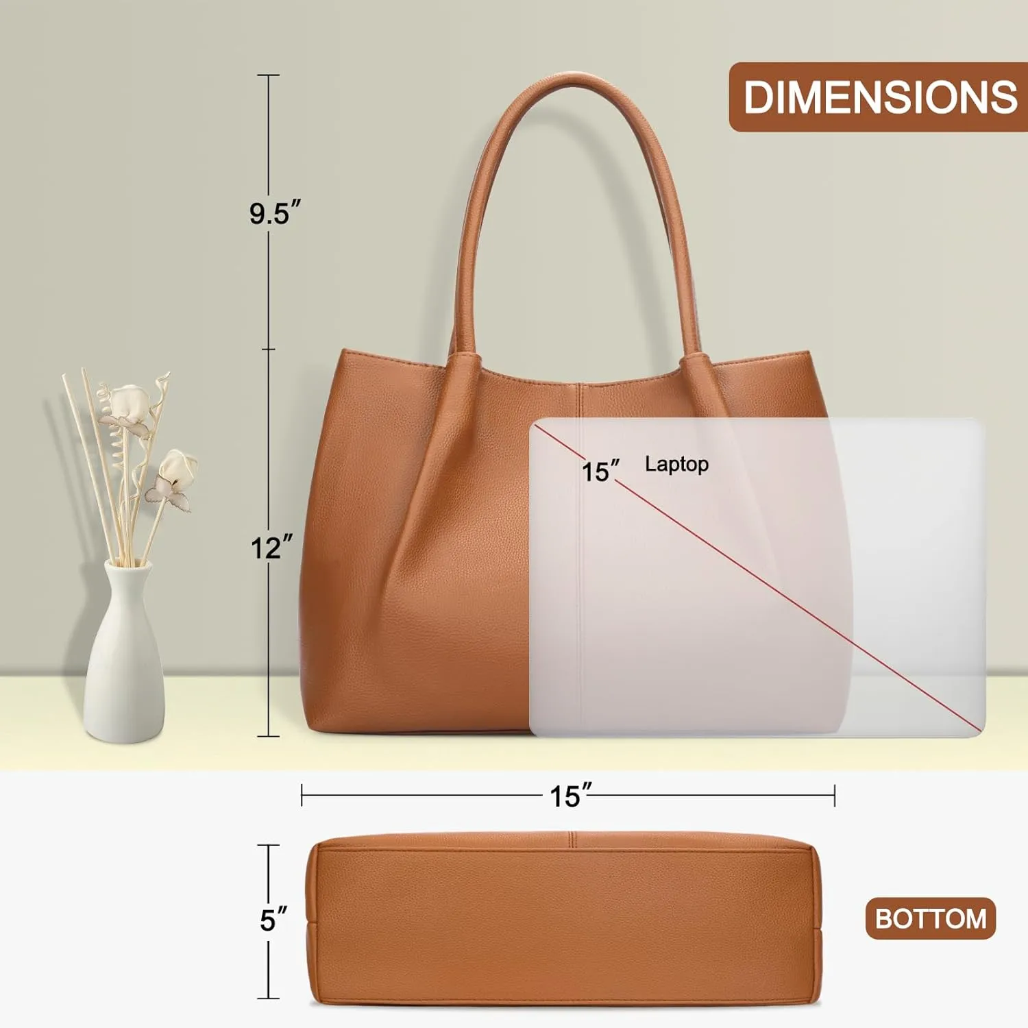 KKXIU Tote Bag for Women Vegan Leather Shoulder Purse Large Capacity Travel Bag