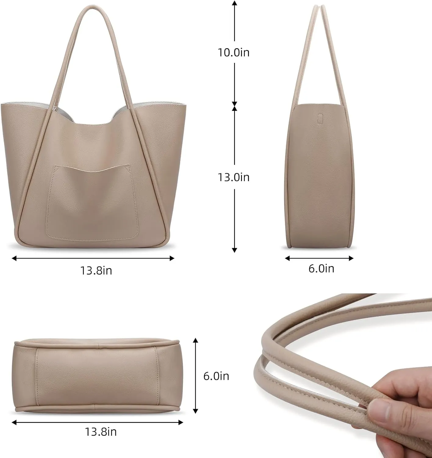 KKXIU Tote Bag for Women Vegan Leather Shoulder Purse Large Capacity Travel Bag