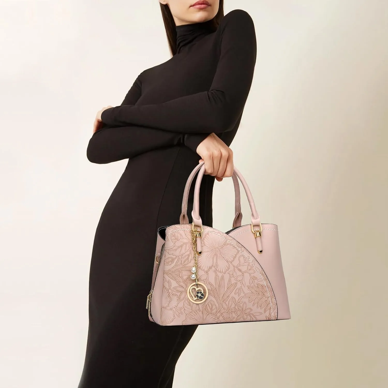 KKXIU Triple Compartments Purses and Handbags for Women Fashion Ladies Satchel Shoulder Top Handle Bag