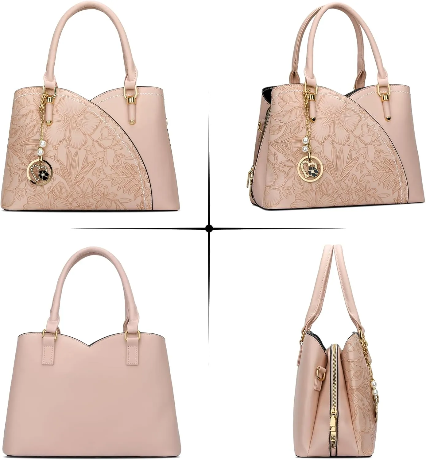 KKXIU Triple Compartments Purses and Handbags for Women Fashion Ladies Satchel Shoulder Top Handle Bag