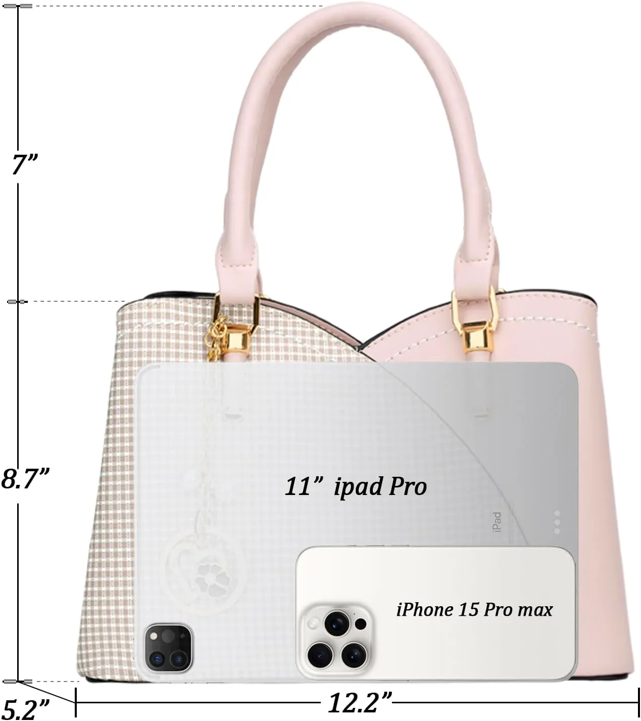 KKXIU Triple Compartments Purses and Handbags for Women Fashion Ladies Satchel Shoulder Top Handle Bag
