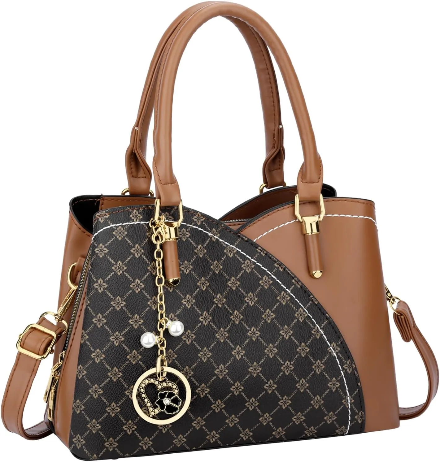 KKXIU Triple Compartments Purses and Handbags for Women Fashion Ladies Satchel Shoulder Top Handle Bag