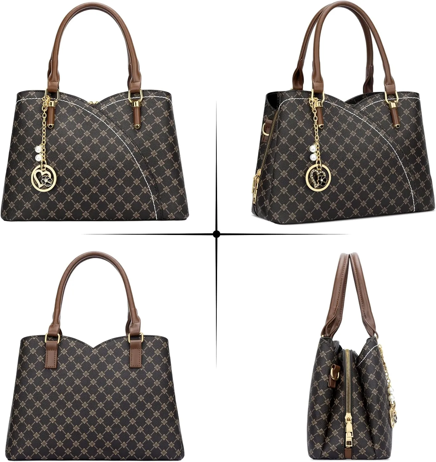 KKXIU Triple Compartments Purses and Handbags for Women Fashion Ladies Satchel Shoulder Top Handle Bag