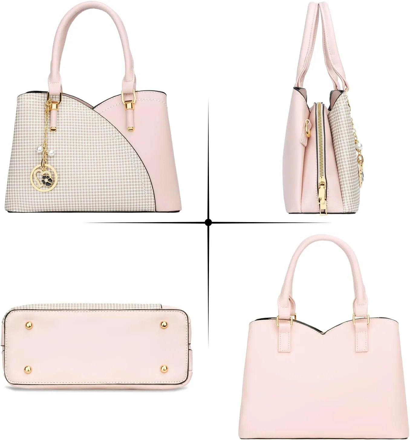 KKXIU Triple Compartments Purses and Handbags for Women Fashion Ladies Satchel Shoulder Top Handle Bag