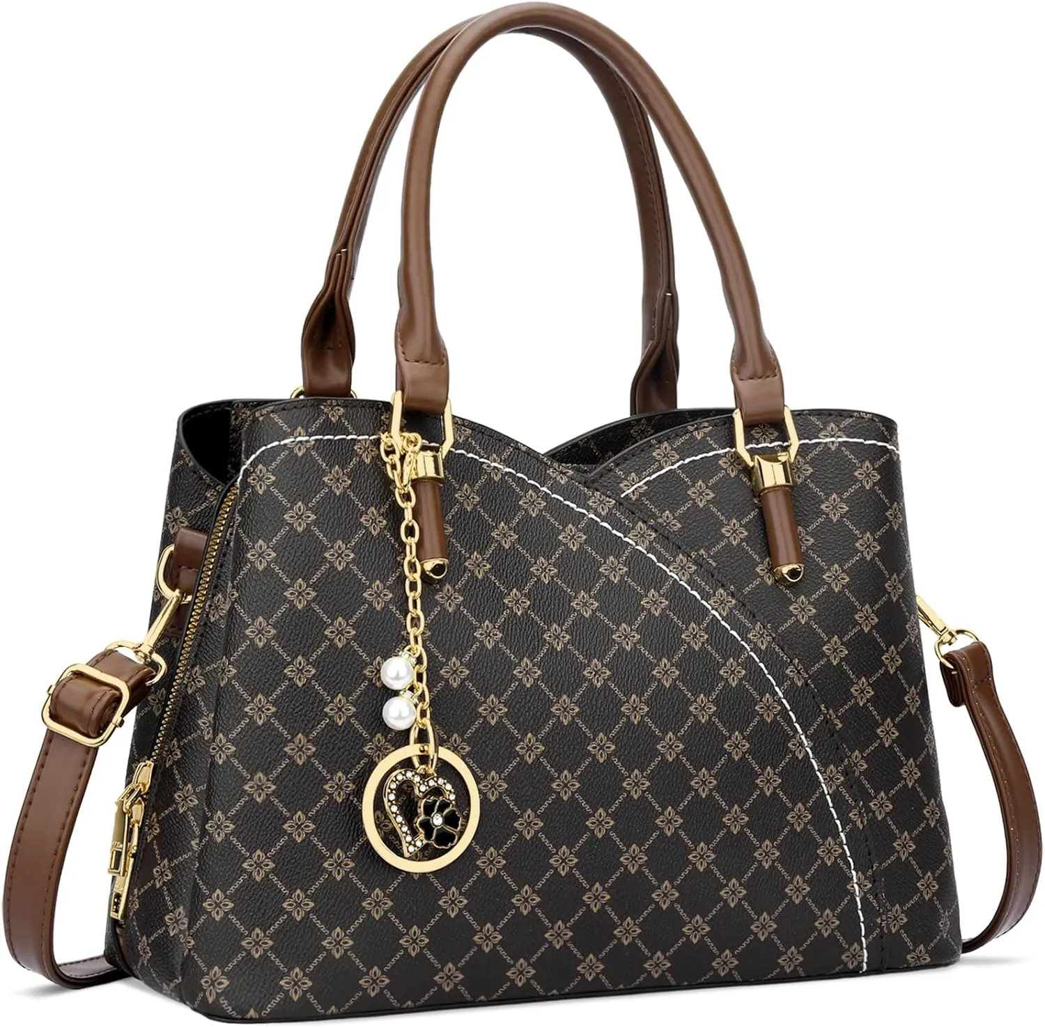 KKXIU Triple Compartments Purses and Handbags for Women Fashion Ladies Satchel Shoulder Top Handle Bag