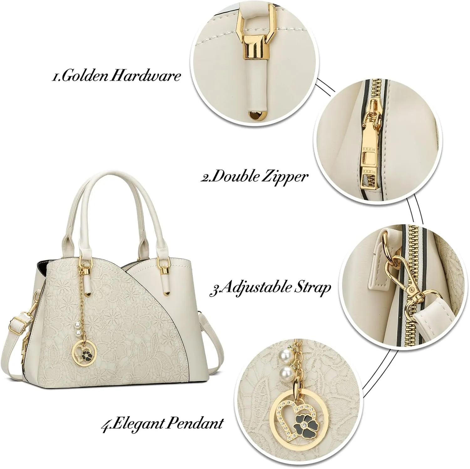 KKXIU Triple Compartments Purses and Handbags for Women Fashion Ladies Satchel Shoulder Top Handle Bag