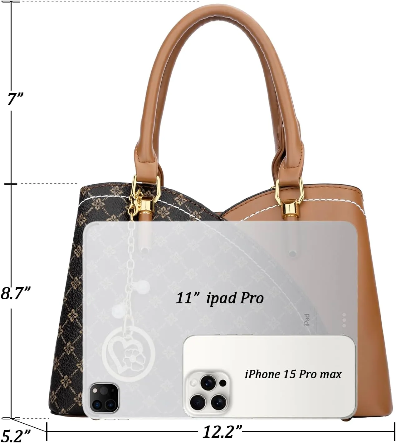 KKXIU Triple Compartments Purses and Handbags for Women Fashion Ladies Satchel Shoulder Top Handle Bag