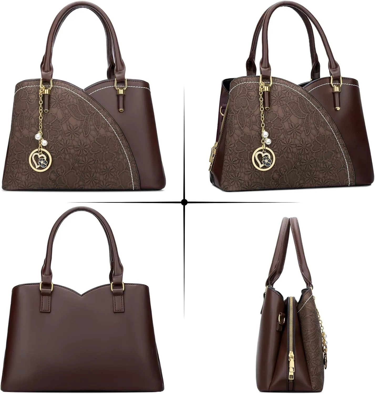 KKXIU Triple Compartments Purses and Handbags for Women Fashion Ladies Satchel Shoulder Top Handle Bag