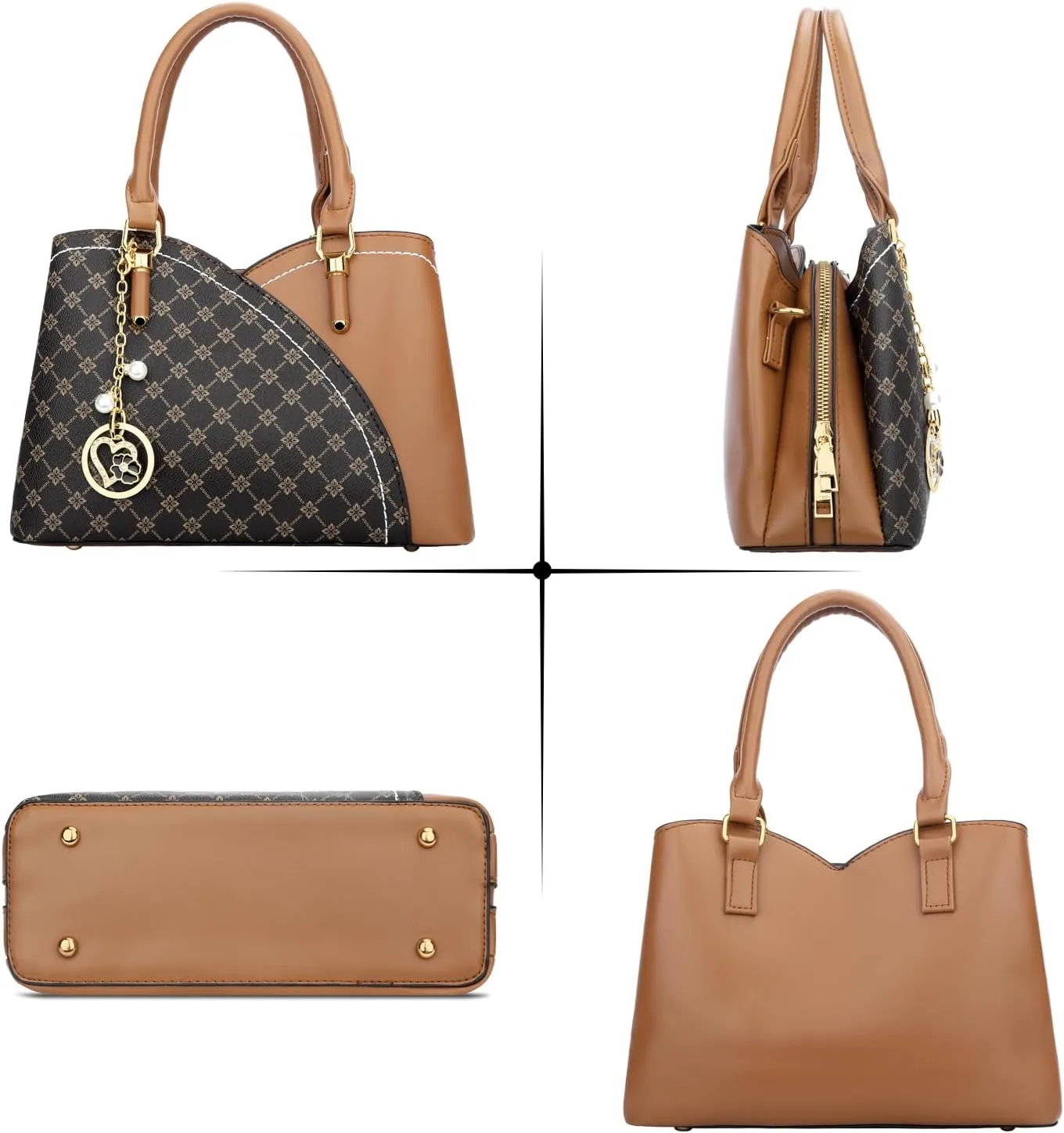 KKXIU Triple Compartments Purses and Handbags for Women Fashion Ladies Satchel Shoulder Top Handle Bag