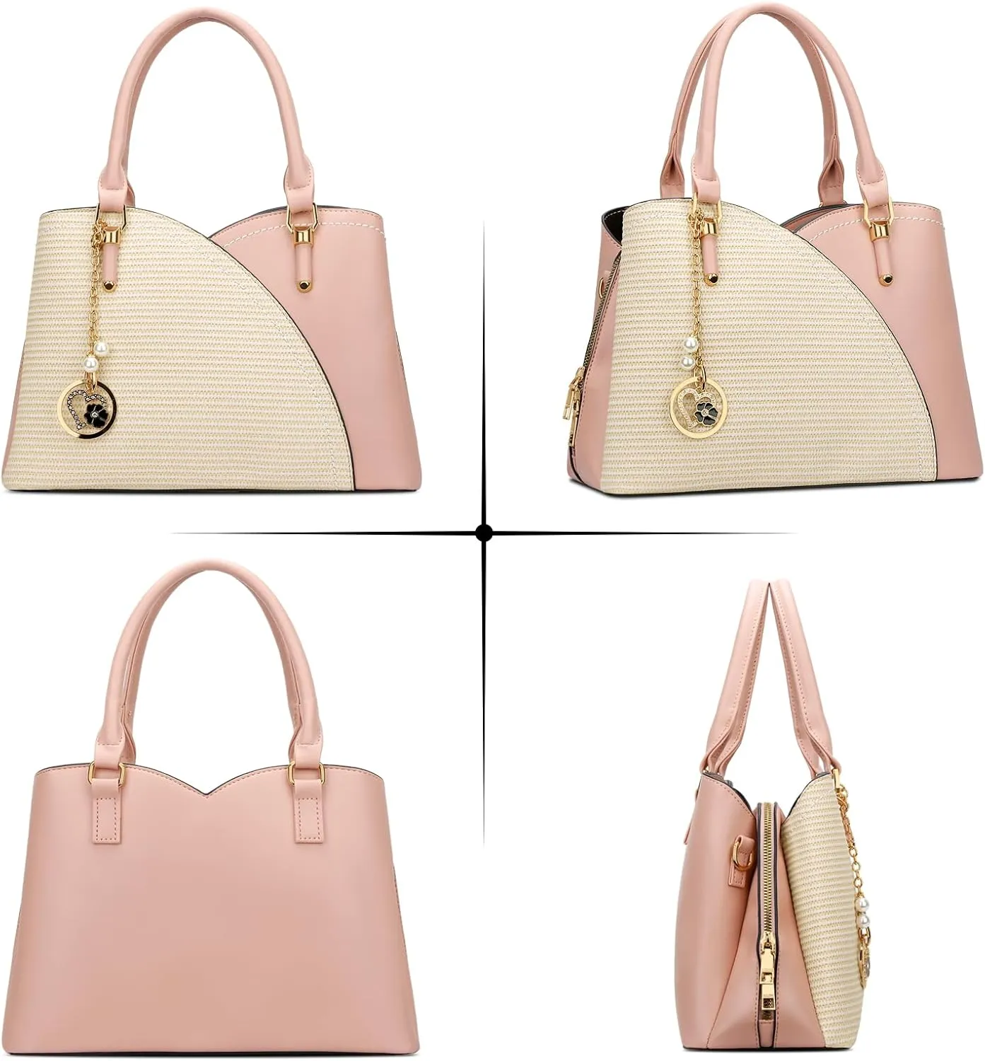 KKXIU Triple Compartments Purses and Handbags for Women Fashion Ladies Satchel Shoulder Top Handle Bag