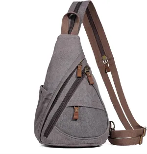 KL928 Canvas Sling Bag - Small Crossbody Backpack Shoulder Casual Daypack Rucksack for Men Women(Large Version)