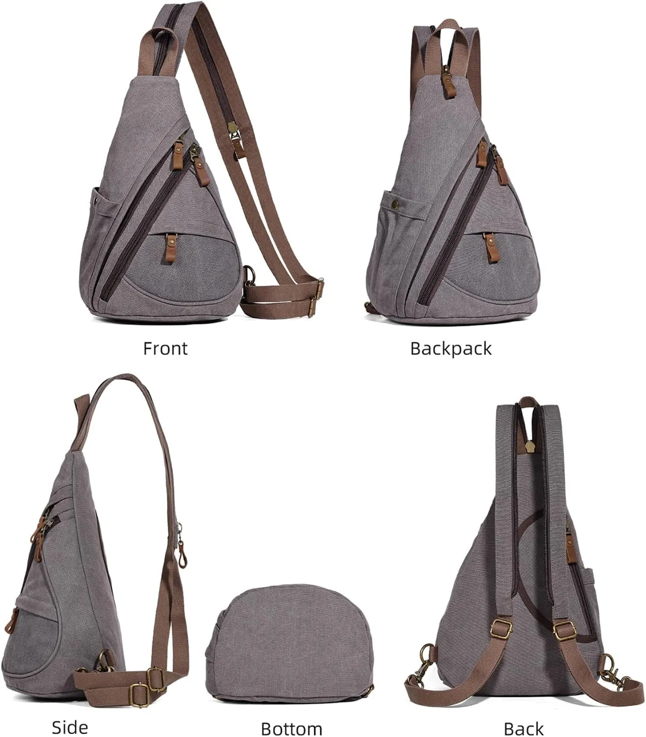 KL928 Canvas Sling Bag - Small Crossbody Backpack Shoulder Casual Daypack Rucksack for Men Women(Large Version)