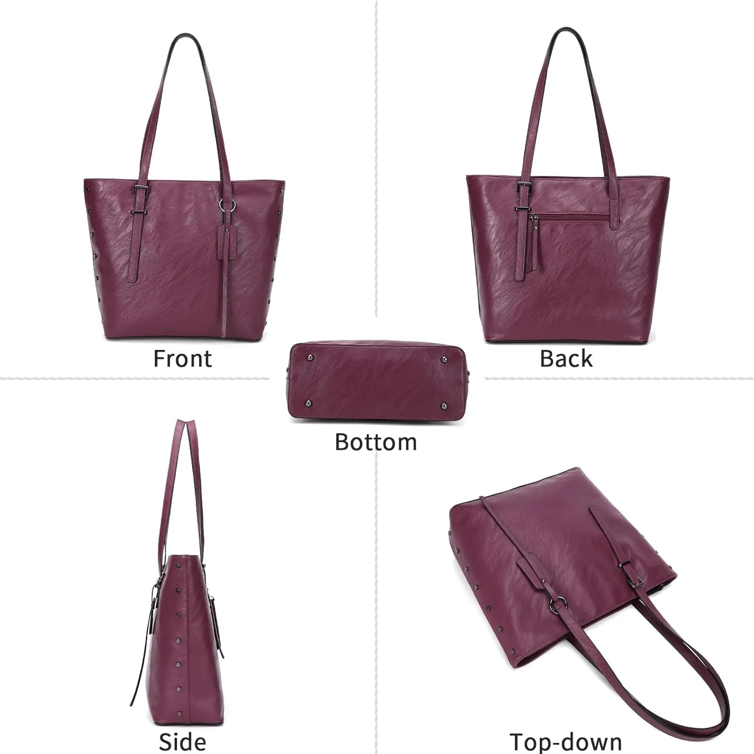 KL928 Handbag for Women Tote Bag PU Leather Large Shoulder Bag Top Handle Satchel Purses 2Pcs Set