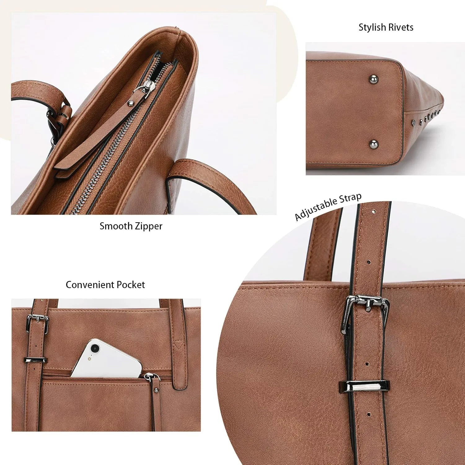 KL928 Handbag for Women Tote Bag PU Leather Large Shoulder Bag Top Handle Satchel Purses 2Pcs Set