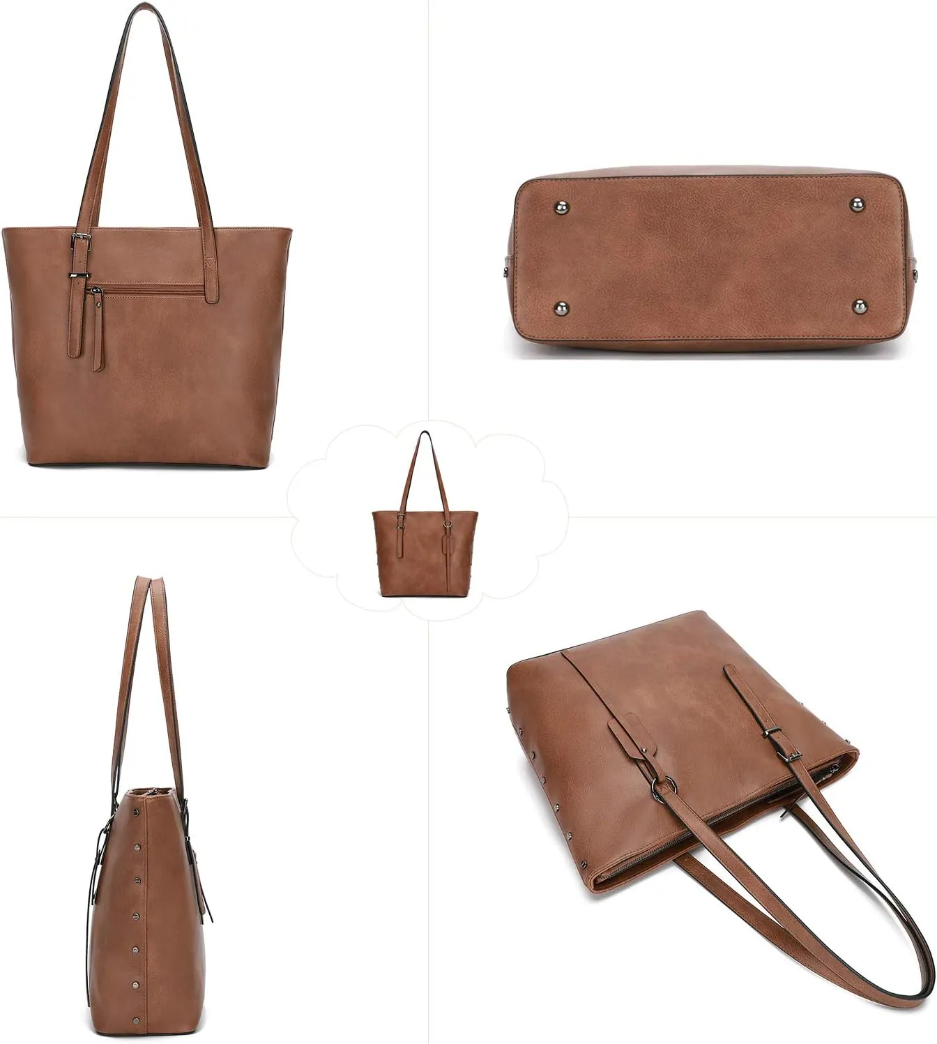 KL928 Handbag for Women Tote Bag PU Leather Large Shoulder Bag Top Handle Satchel Purses 2Pcs Set