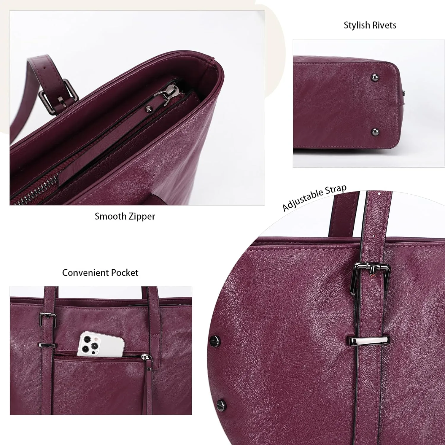 KL928 Handbag for Women Tote Bag PU Leather Large Shoulder Bag Top Handle Satchel Purses 2Pcs Set
