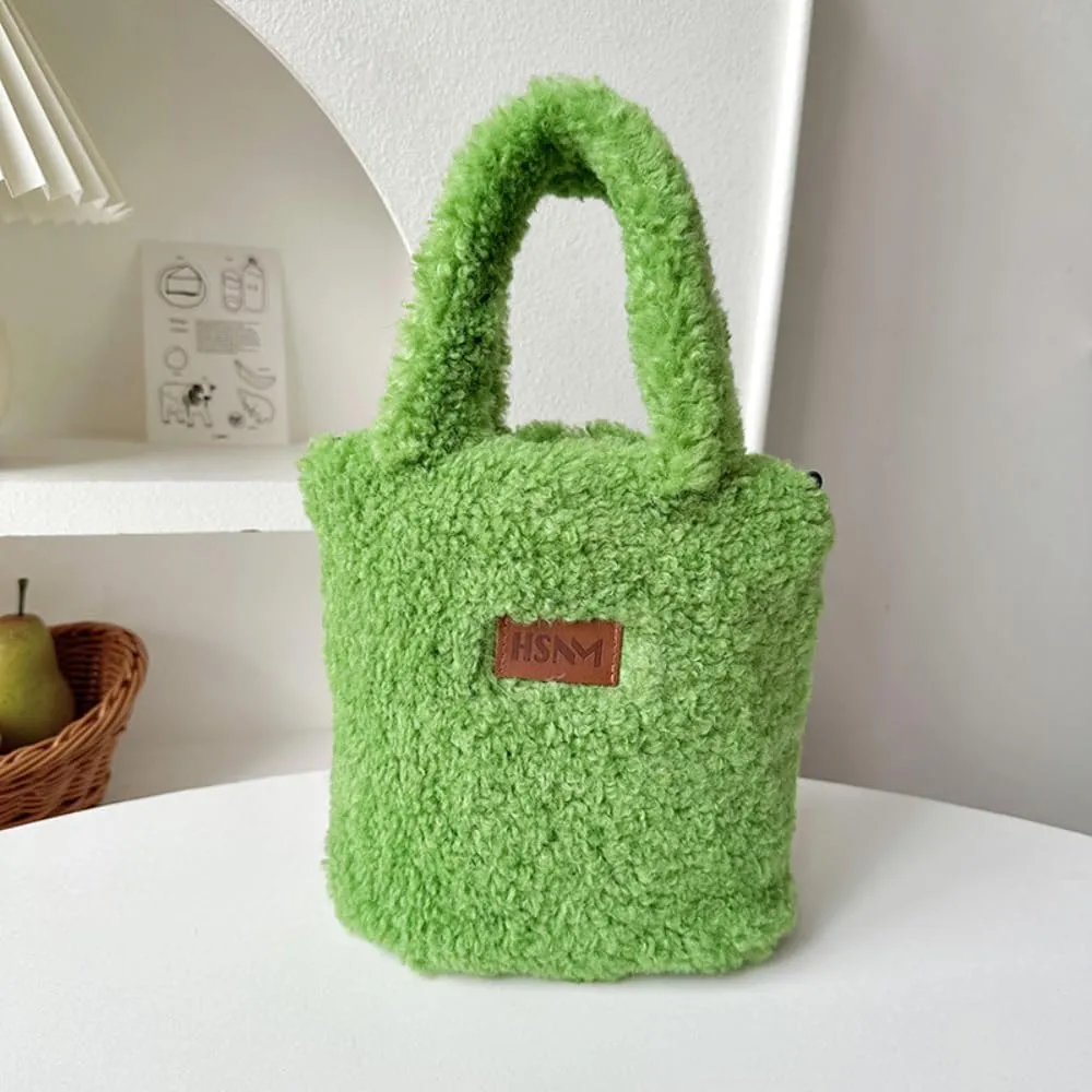 Lamb Wool Handbag Fuzzy Cute Autumn and Winter Fluffy Stylish Chroma Handbag Shoulder Bag Fuzzy Handbag