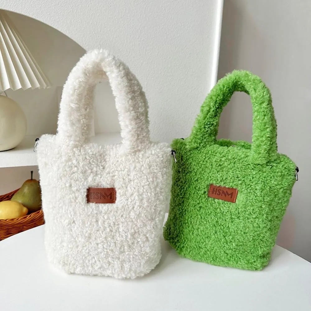 Lamb Wool Handbag Fuzzy Cute Autumn and Winter Fluffy Stylish Chroma Handbag Shoulder Bag Fuzzy Handbag