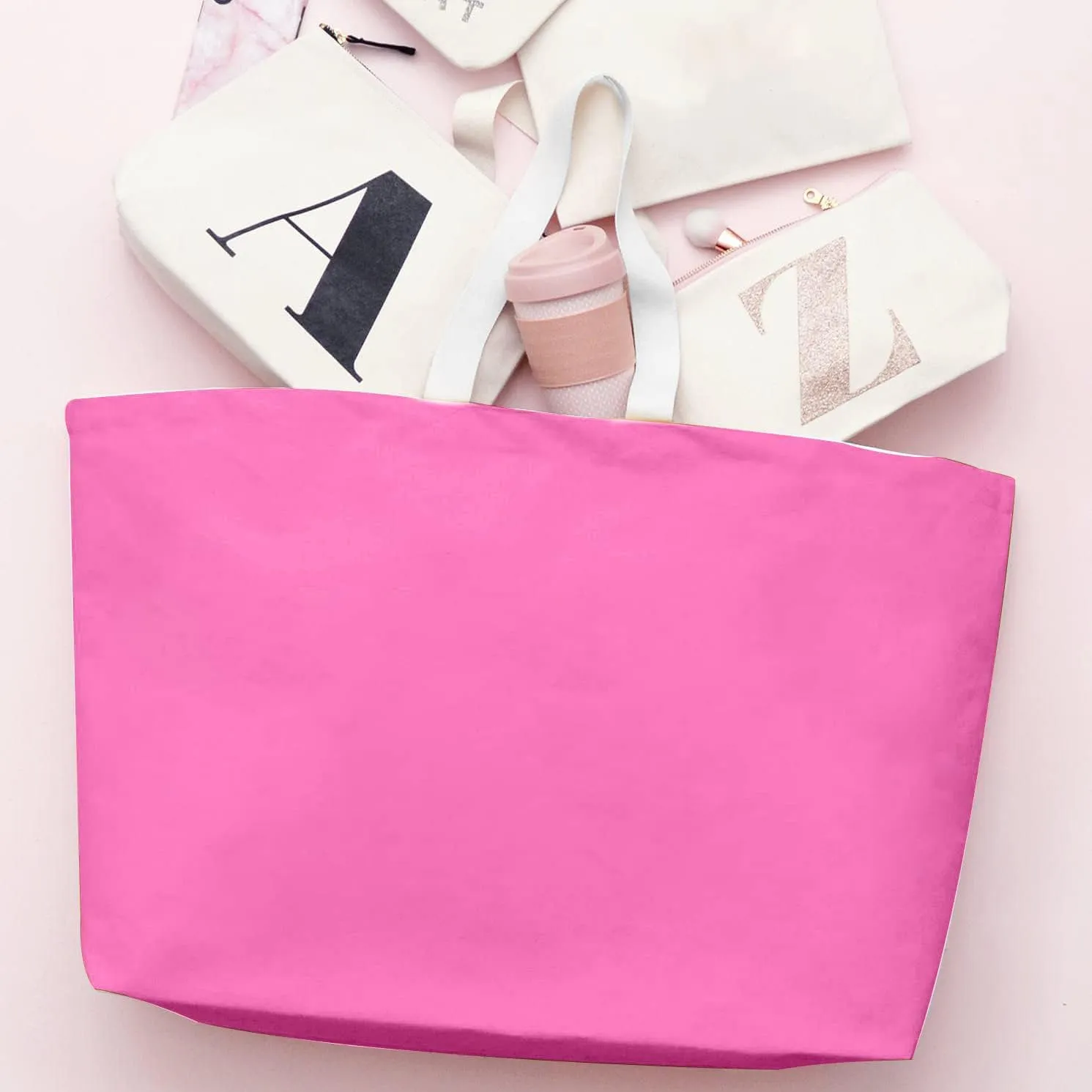 Large Canvas Tote Bag-Extra Big Shopping Beach Totes Bags Reusable Largest Grocery Plain Solid Bag 28"x8"x16"