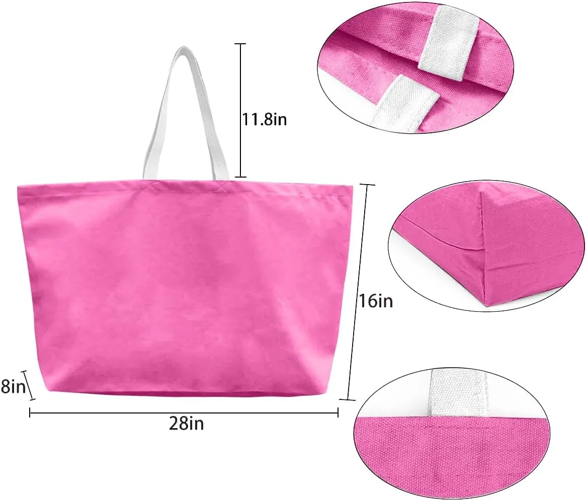 Large Canvas Tote Bag-Extra Big Shopping Beach Totes Bags Reusable Largest Grocery Plain Solid Bag 28"x8"x16"