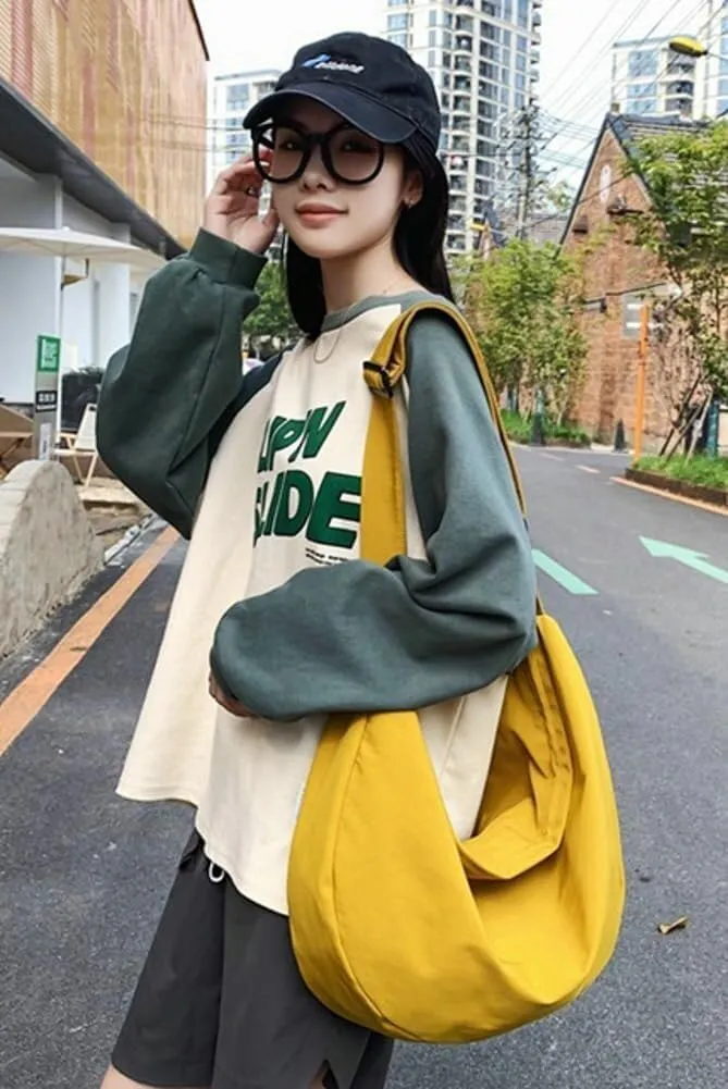 Large Canvas Tote Hobo Shoulder & Crossbody Centered Top-Handle Handbag with Pockets for Women's Work Style